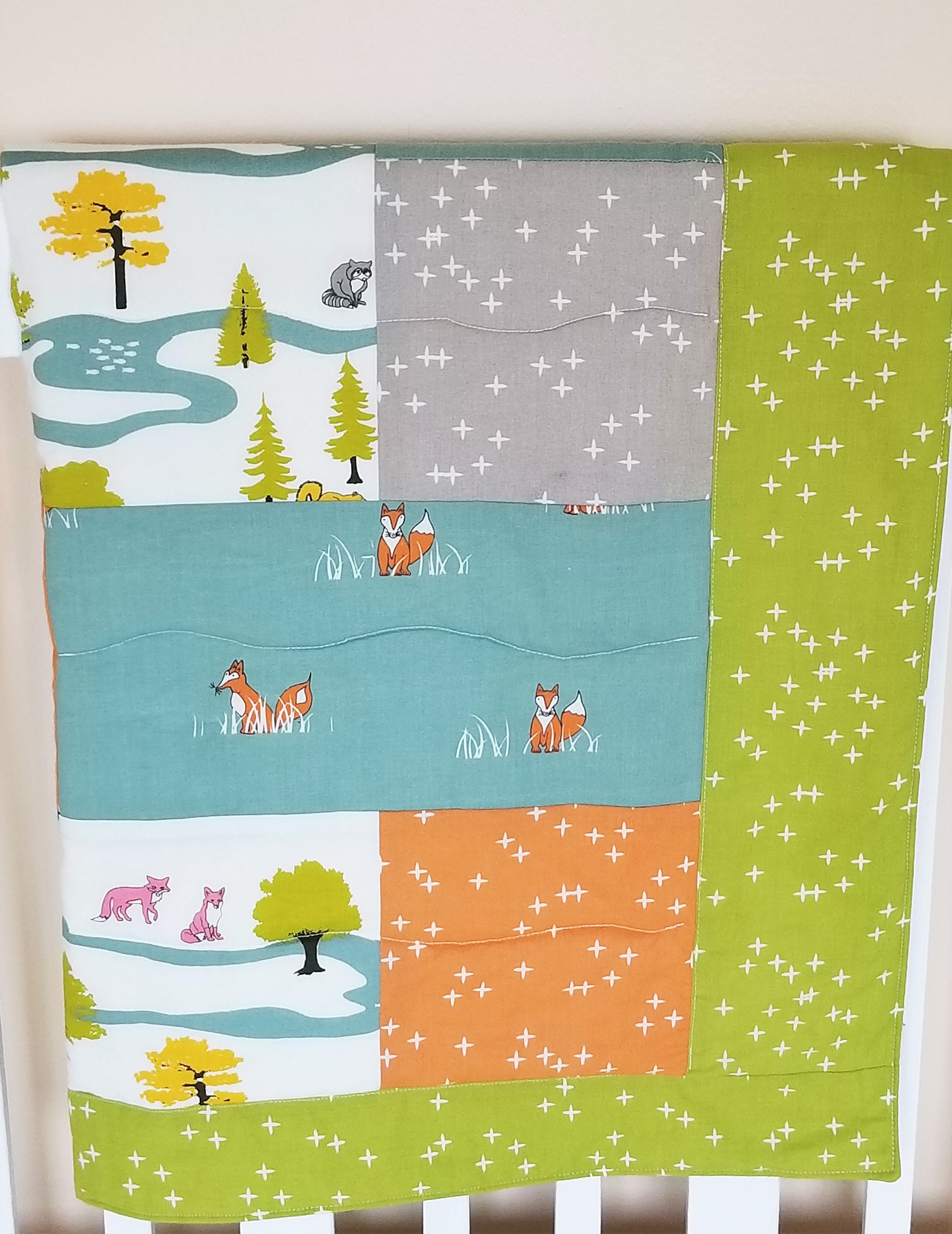 Organic Baby Quilt Organic Toddler Quilt Woodland Modern Etsy