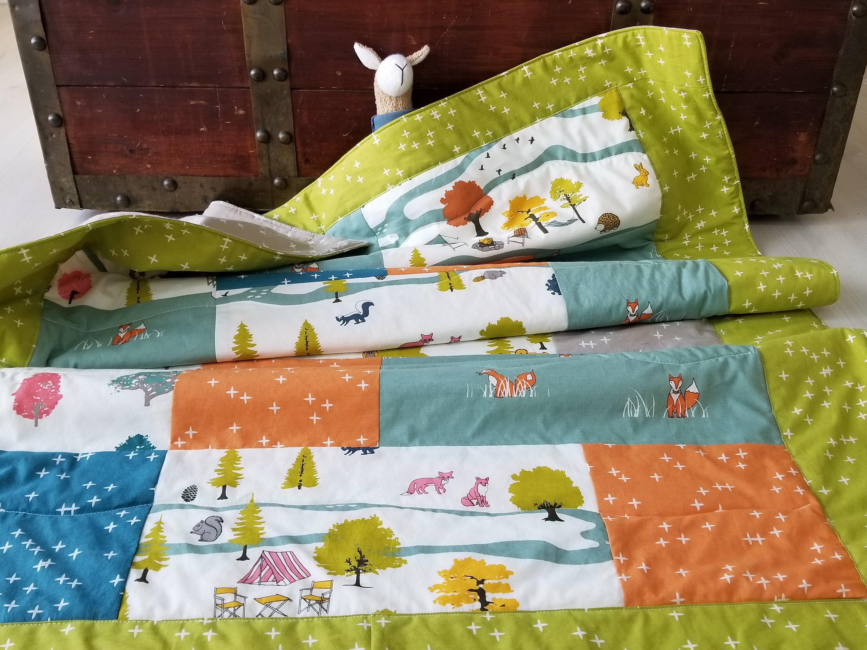 Organic Baby Quilt Organic Toddler Quilt Woodland Modern Etsy