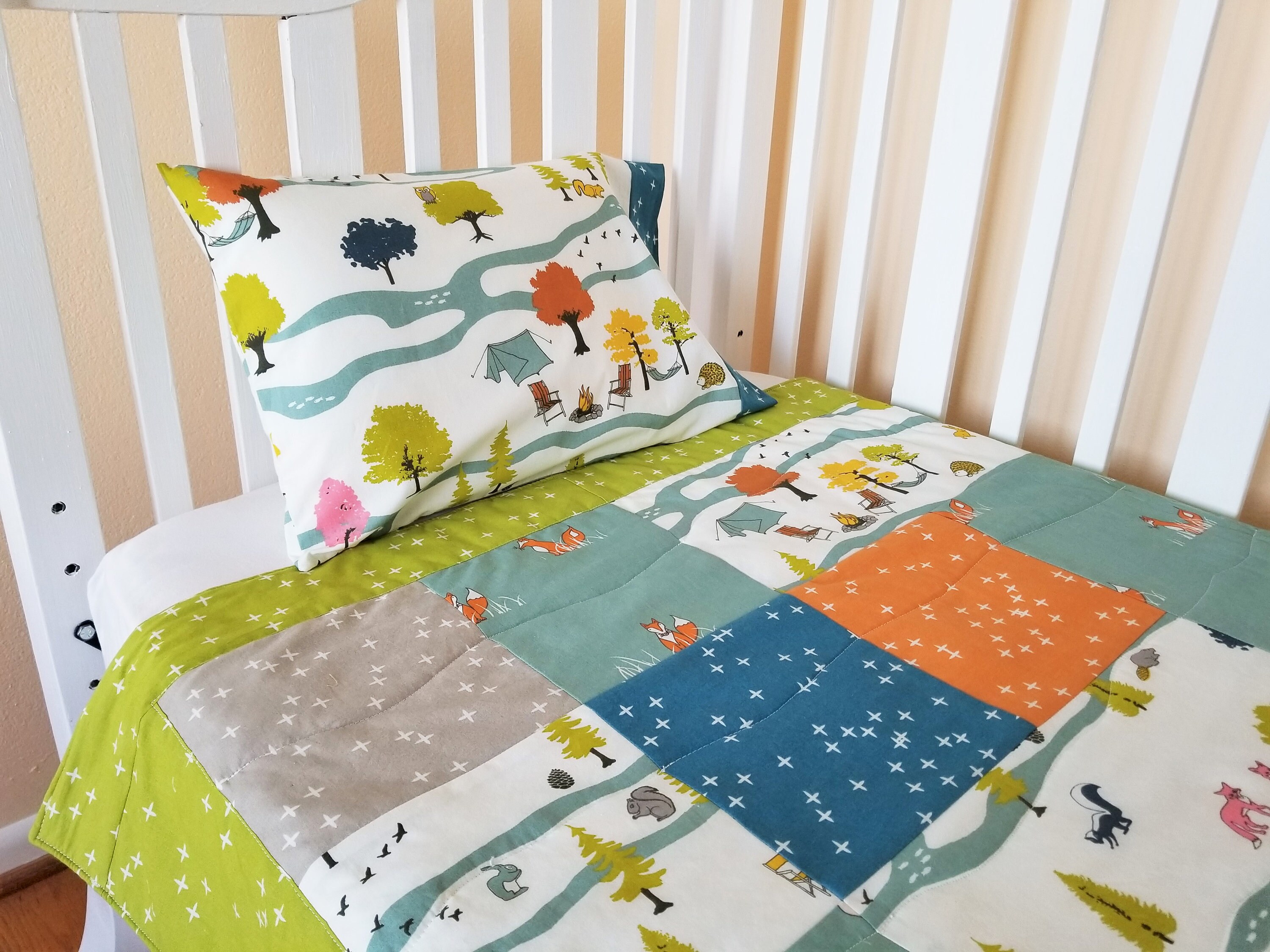 Organic Baby Quilt Organic Toddler Quilt Woodland Modern Etsy