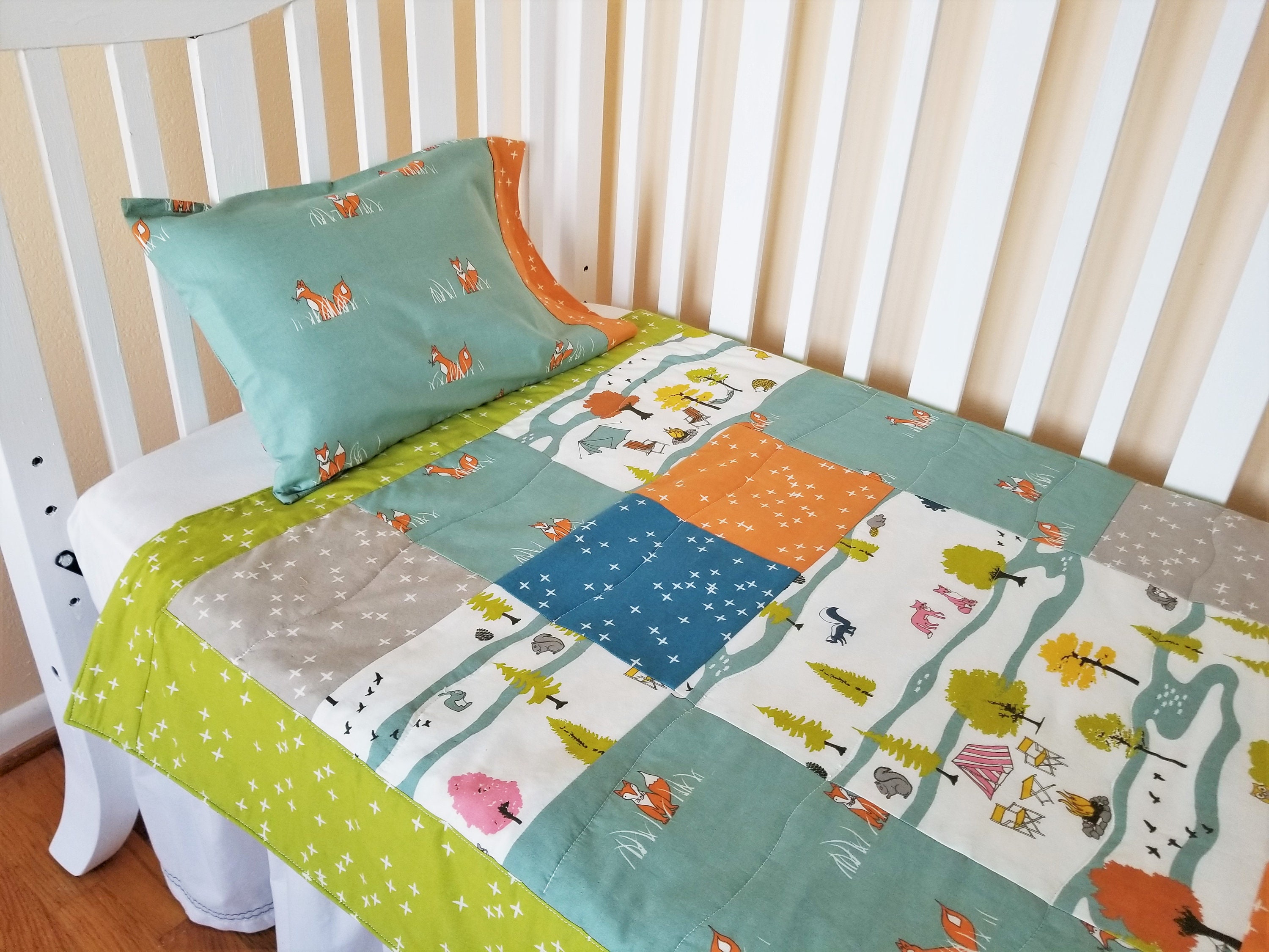 Organic Baby Quilt Organic Toddler Quilt Woodland Modern Etsy