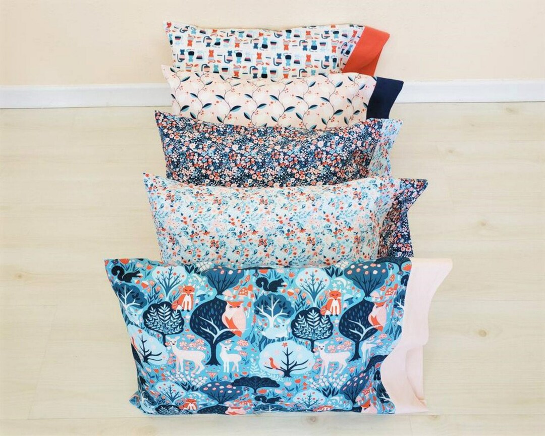 Organic Toddler Pillowcase in Woodland, Florals, or Cat Print Etsy