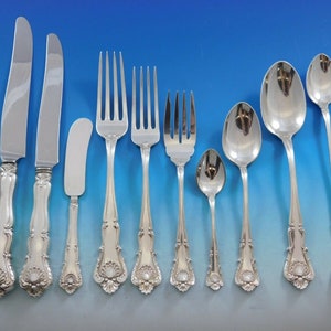 New Queens by Durgin Sterling Silver Flatware Set Service 87 pieces Dinner Shell