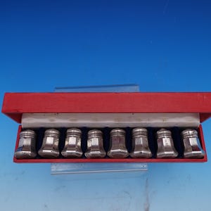 Cartier Sterling Silver Salt Shaker Set 8pc in Fitted Box 1 1/4" (#8455)