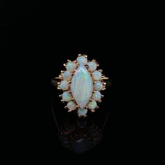 14k Yellow Gold Marquise Genuine Natural Opal Rin… - image 4