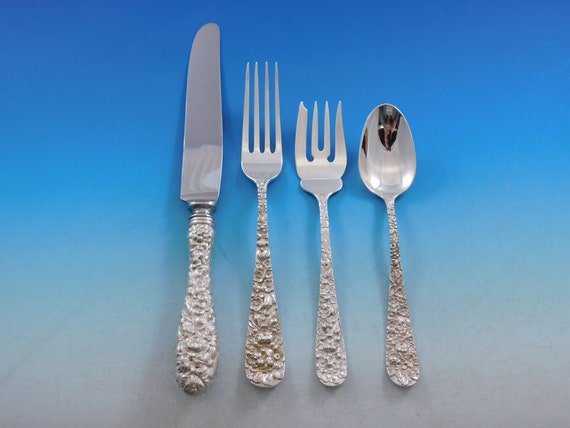 Rose by Stieff Sterling Silver Flatware Set for 12 Service 48