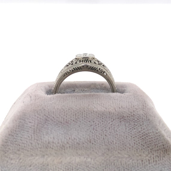 Filigree 18k White Gold Ring .08ct Genuine Natura… - image 4