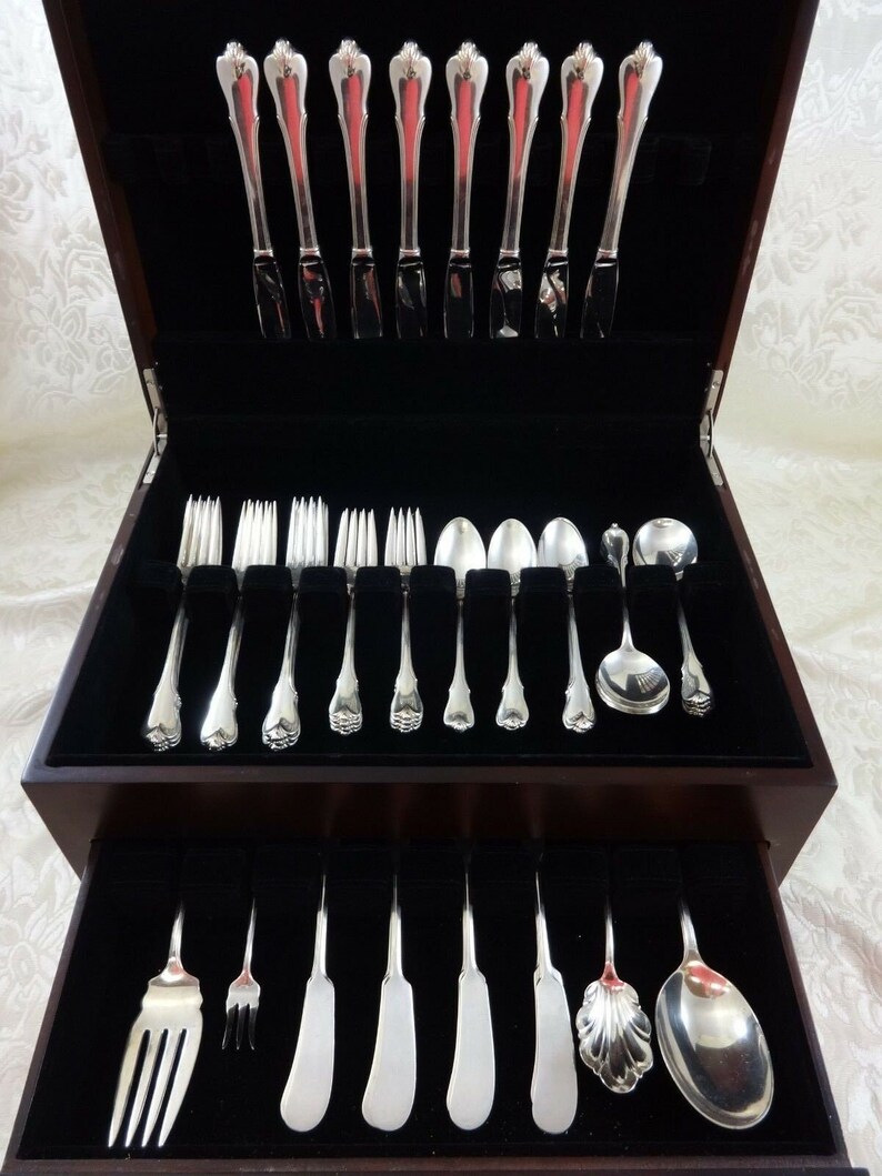 Grand Colonial by Wallace Sterling Silver Flatware Set For 8 Etsy