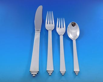 Pyramid by Georg Jensen Sterling Silver Flatware Set 8 Service 70