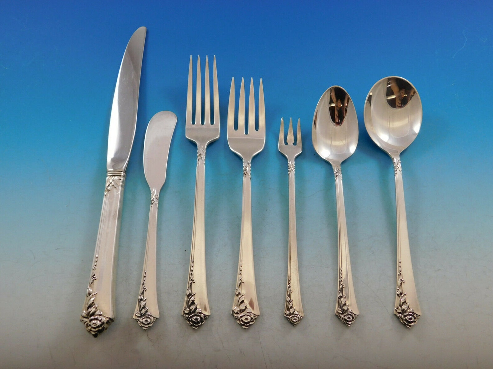 Damask Rose by Oneida Sterling Silver Flatware Set for 24 Etsy