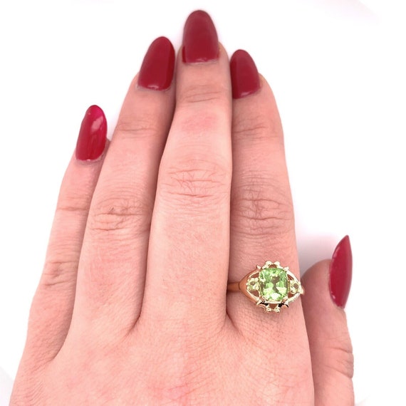 Three Stone Genuine Natural Peridot Ring with 1.8… - image 7