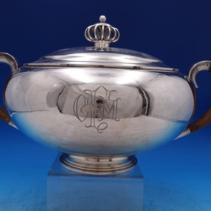 Axel Salomonsen Danish .925 Silver Tureen with Cover Wood 3-D Rings (#7406)