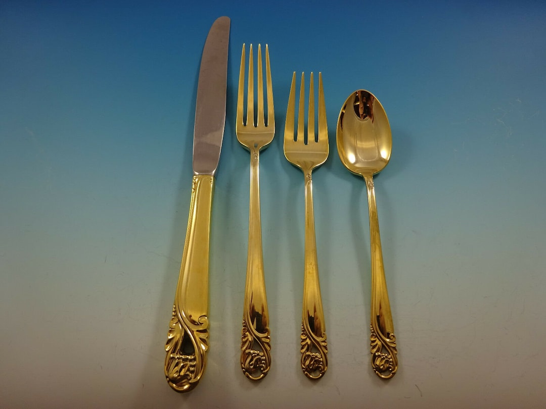 Buy Spring Glory Gold by International Sterling Silver Flatware Service Set  for 12 Online in India