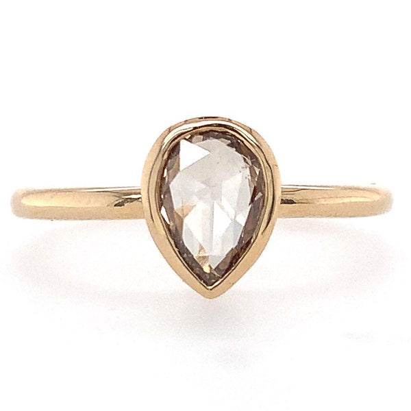 14k Yellow Gold .57ct Rose Cut Champagne Genuine Natural Diamond Ring (#J6022)