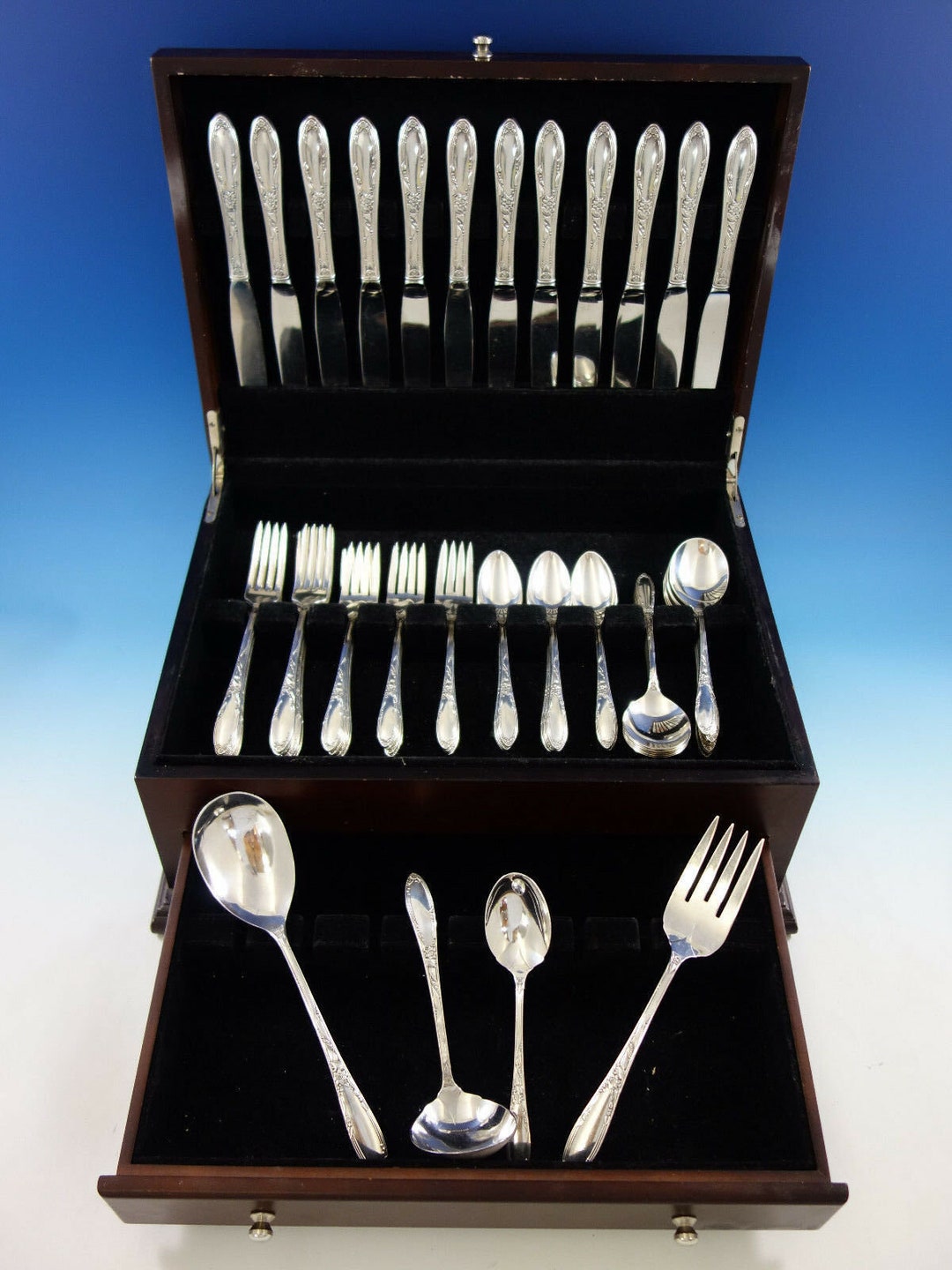 Virginian by Oneida Sterling Silver Flatware Set for 12 Service 64 Pieces Etsy Canada