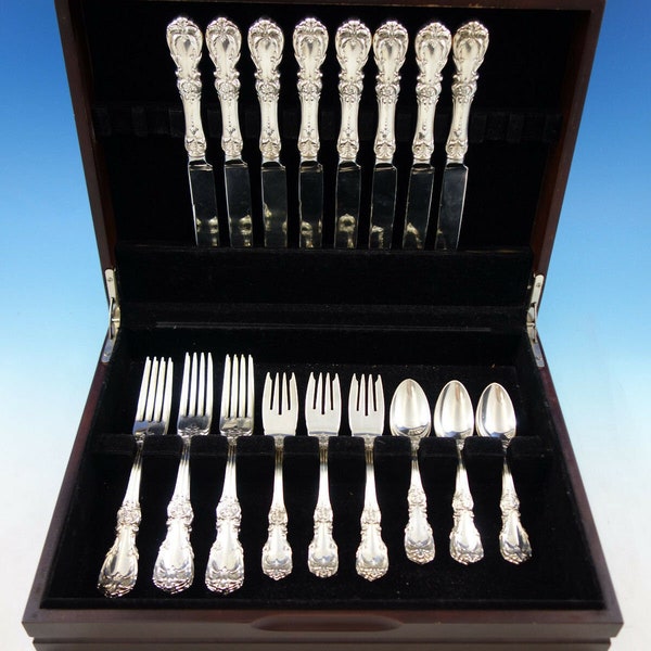Burgundy By Reed  and  Barton Sterling Silver Flatware Set Service 32 Pcs Dinner