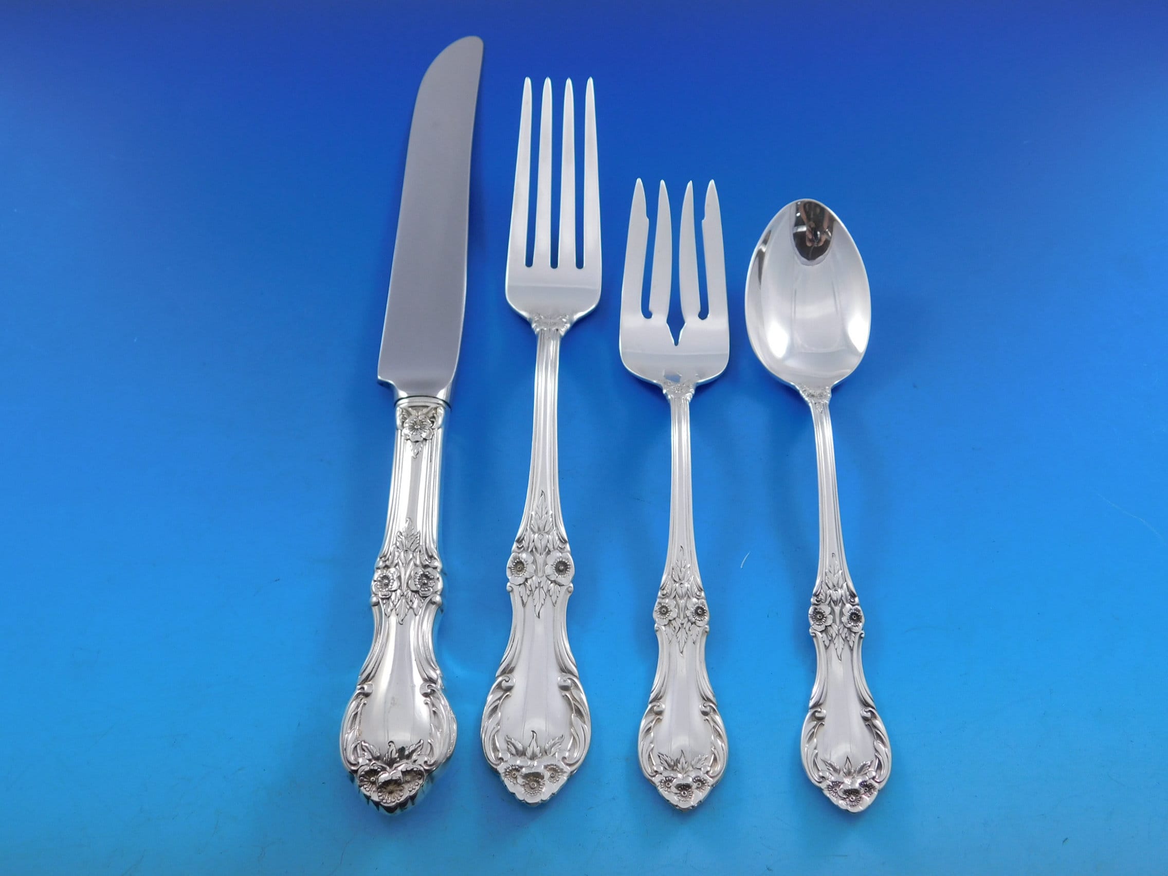 Wild Rose by International Sterling Silver Flatware Set 8 Service