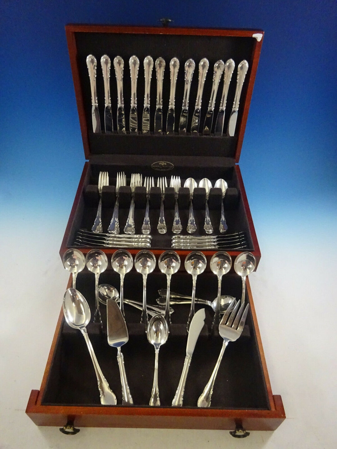 Modern Victorian by Lunt Sterling Silver Flatware Set for 12