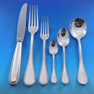 Perles by Christofle France Silverplate Flatware Service 6 Set 37 pcs Dinner