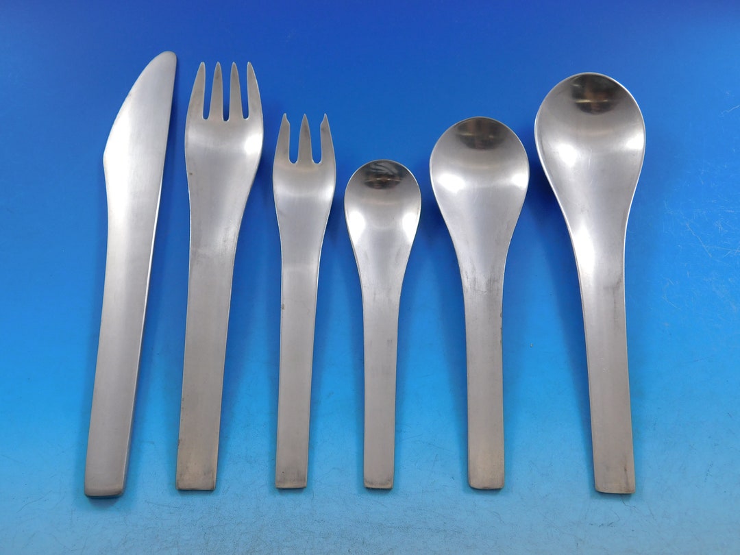 Blue Shark by Jensen Stainless Steel Flatware Set Service 38 Pcs