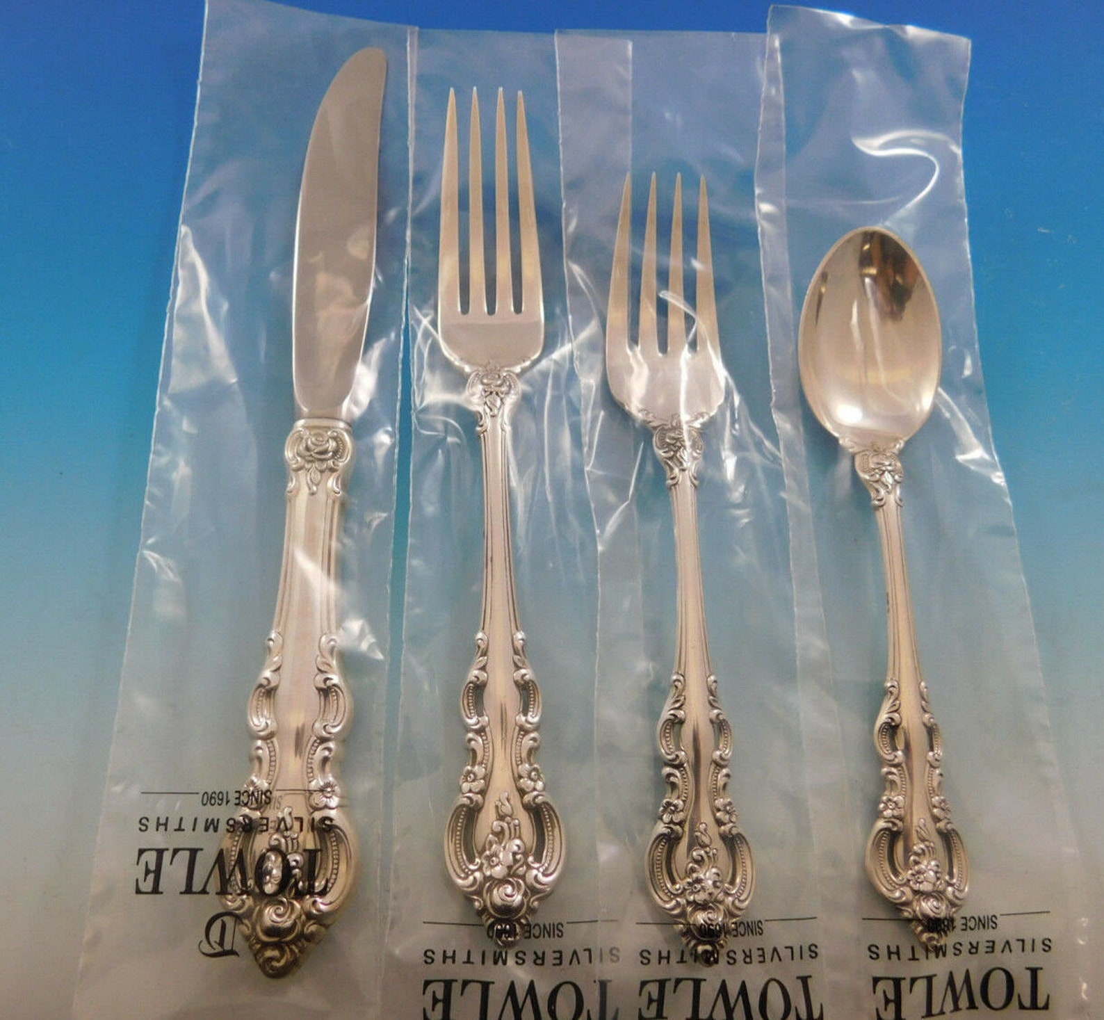 El Grandee by Towle Sterling Silver Flatware Set for 8 Service Etsy