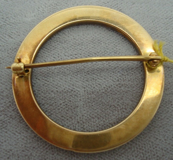 14k Gold And Blue Enamel Circle Pin (#1652) - image 2