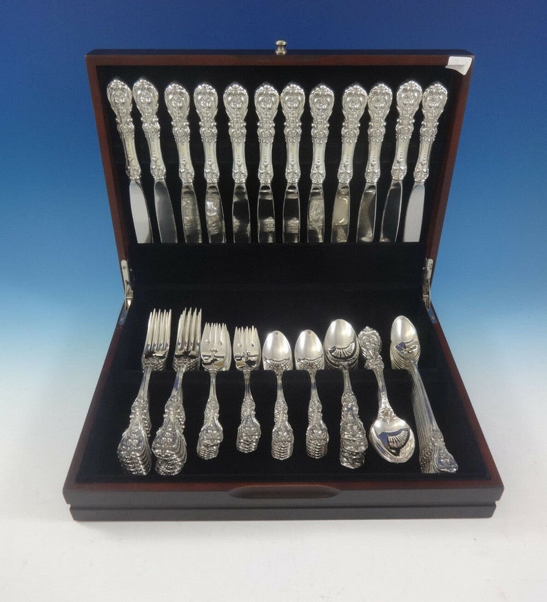 Burgundy by Reed /& Barton Sterling Silver Flatware Set for 12 Service 54 pcs