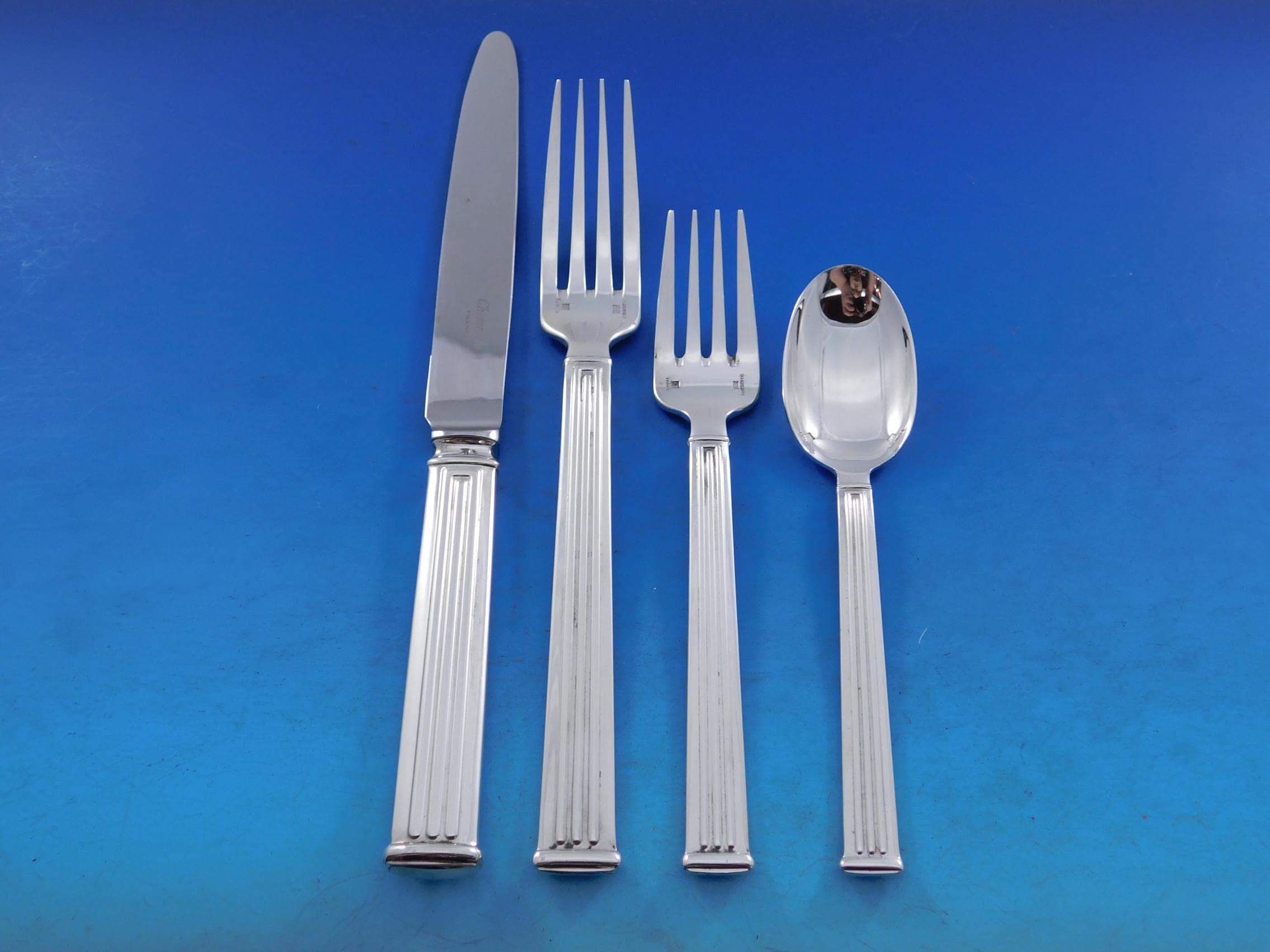 Triade by Christofle France Silverplated Flatware Set 6 Service 48
