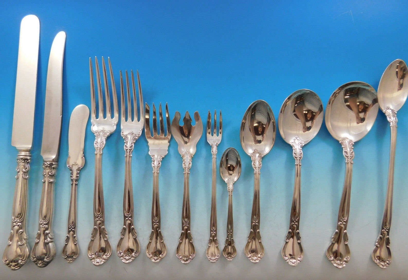 Chantilly By Gorham Sterling Silver Flatware Set For 18 Service 240 Pcs Dinner