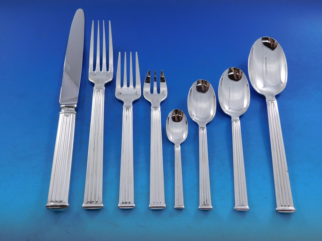 Triade by Christofle France Silverplated Flatware Set 6 Service 48