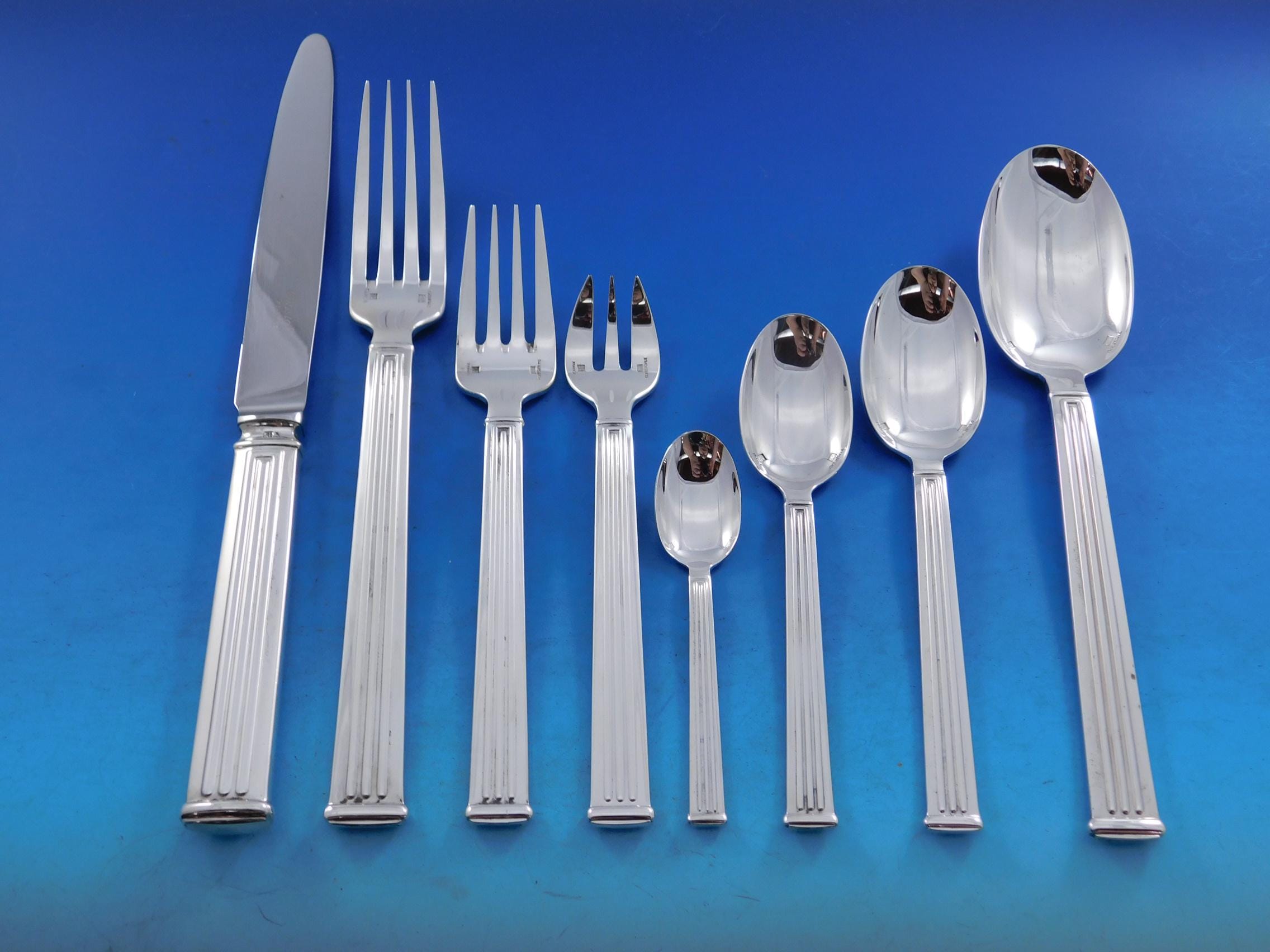 Triade by Christofle France Silverplated Flatware Set 6 Service 48