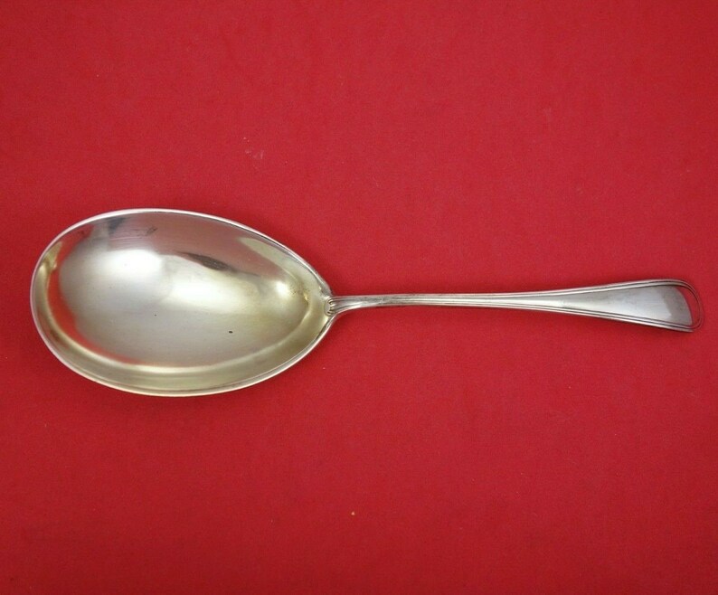 Saxon by Birks Sterling Silver Berry Spoon Gold Washed 7 12 Serving
