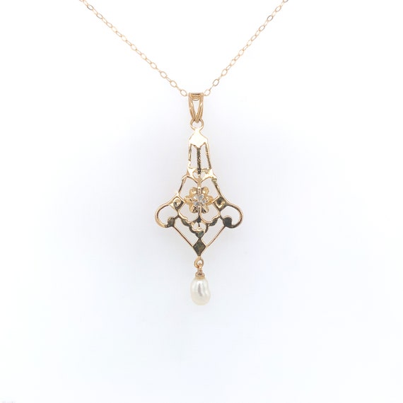 10k Yellow Gold Victorian Diamond Lavaliere with … - image 4