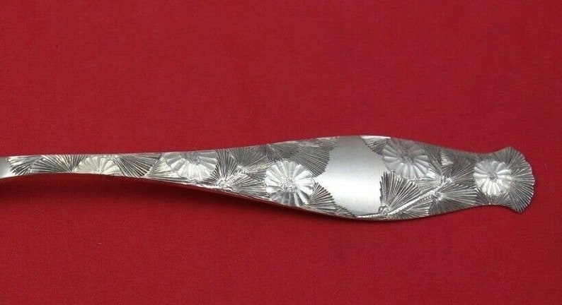 Floral Engraved by Whiting Sterling Silver Preserve Spoon Goldwashed 8 18