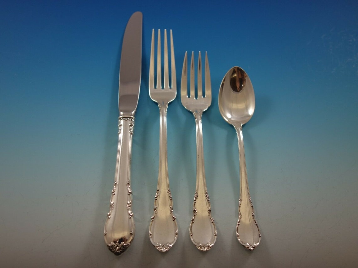 Modern Victorian by Lunt Sterling Silver Flatware Set for 12 | Etsy