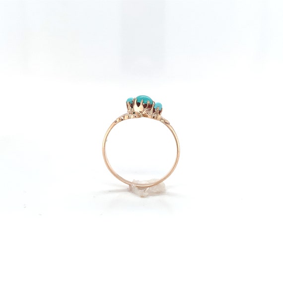 10k Rose Gold 3 Stone Genuine Natural Turquoise R… - image 6