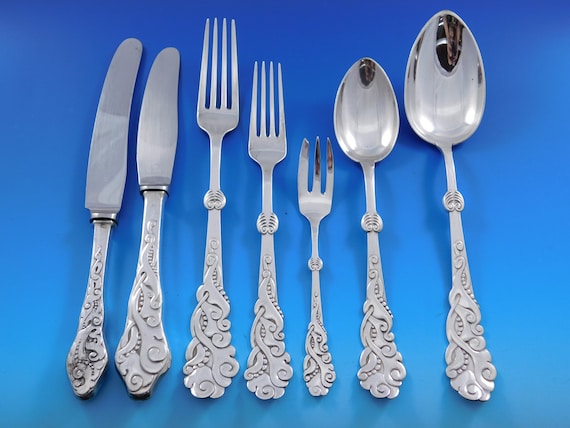 Tang AKA Seaweed Danish 830 Silver Flatware Set Modern 93 Pieces