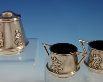 Mappin & Webb English Sterilng Silver Condiment Set 3pc Applied