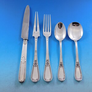 Tetard Freres Perles Sterling Silver Flatware Set Service French 343 pcs Dinner image 3