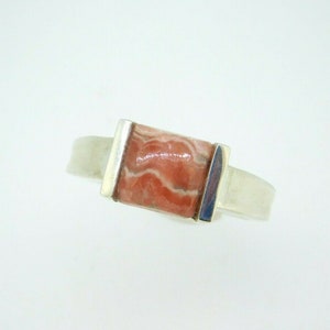 Sterling 8mm Pink Genuine Natural Rhodochrosite Cabochon Ring Square (#J5046)