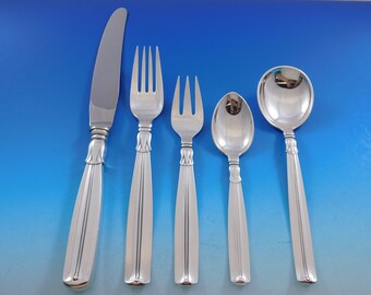 Lotus by Sorensen Danish Sterling silver Flatware Set 12 Service 66 pcs Dinner