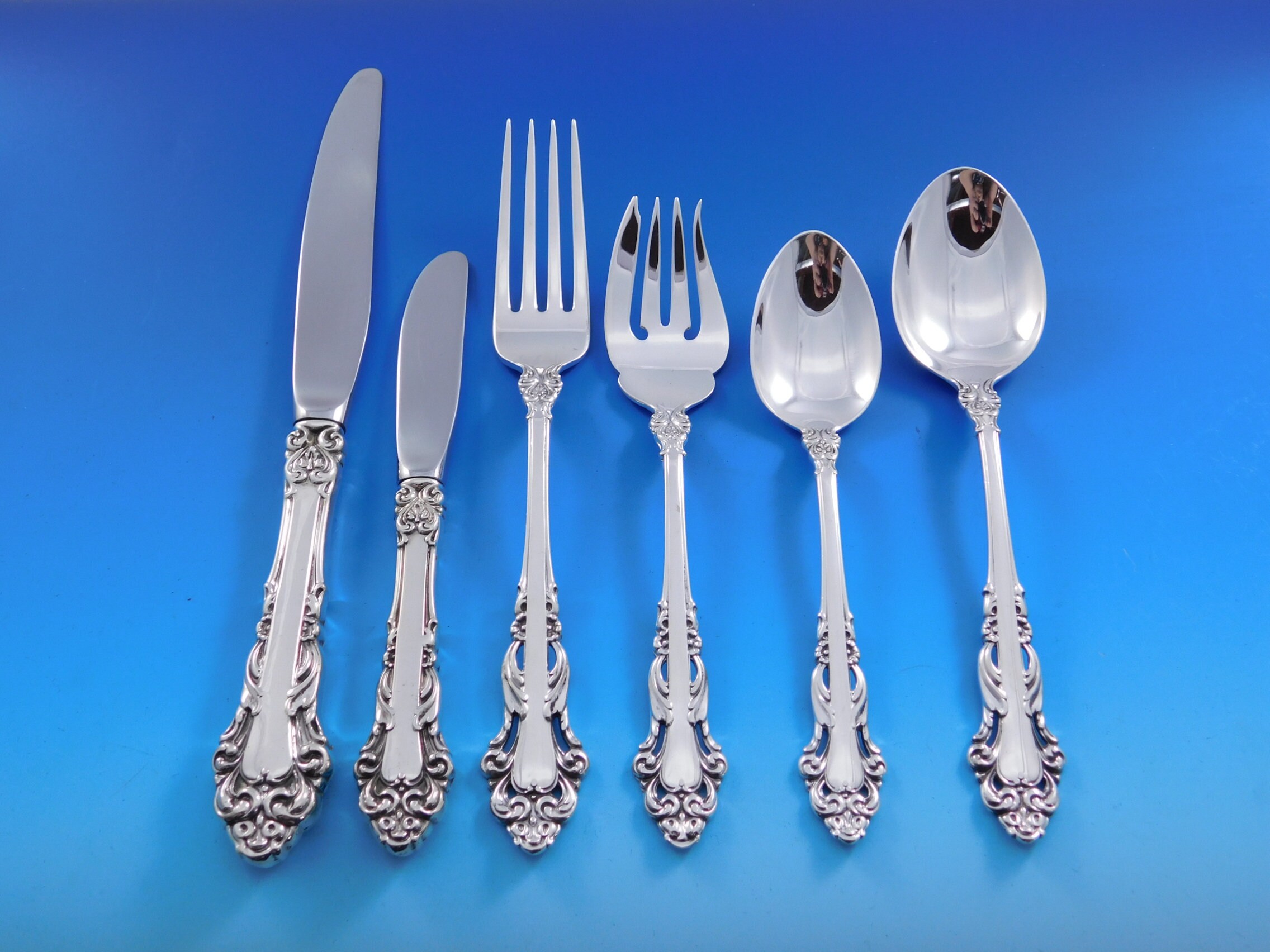 Grande Renaissance Reed & Barton Sterling Silver Flatware Set 12