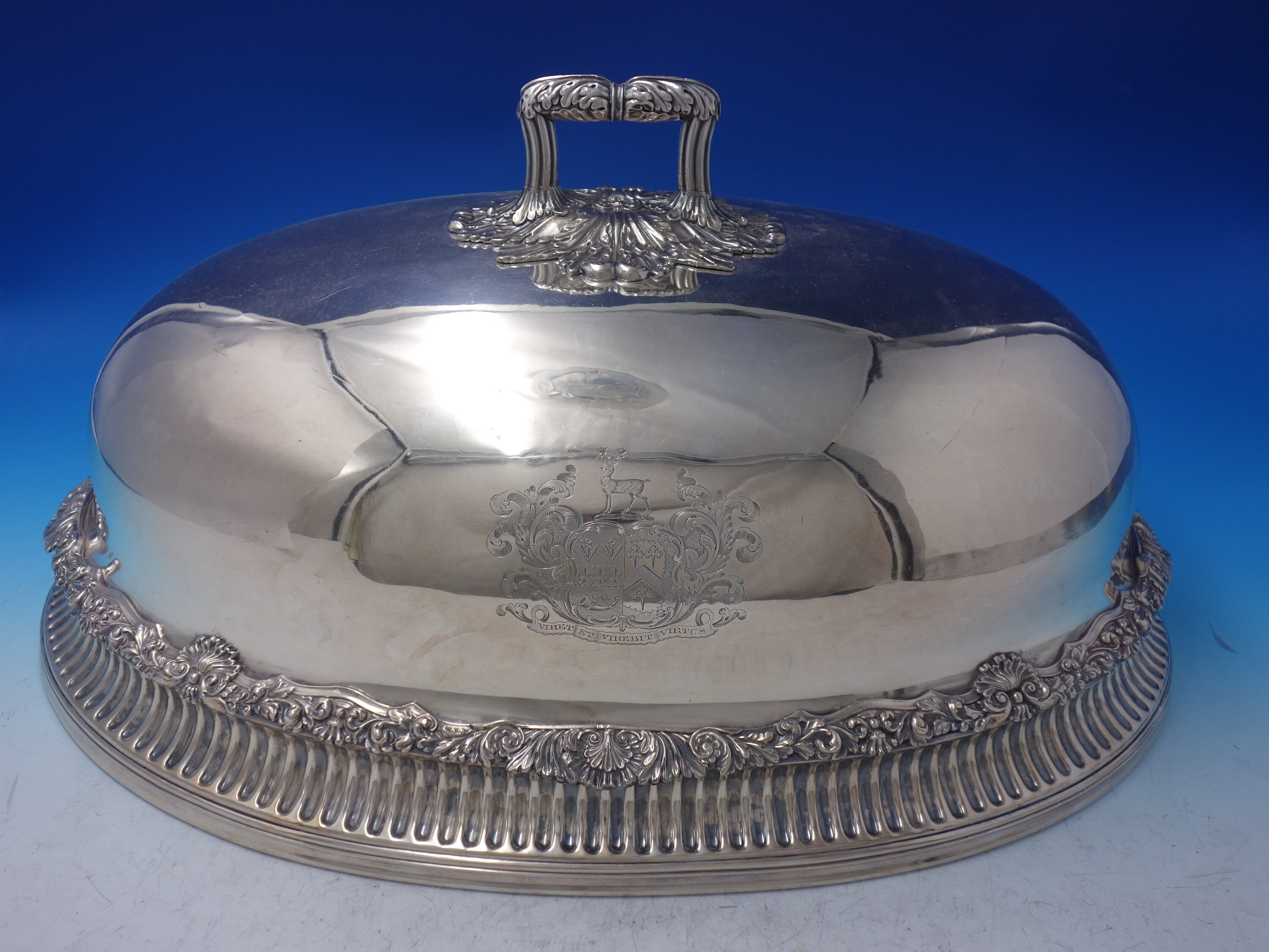 シルバートレイ　FALSTAFF SILVER PLATE ENGLAND T and J Creswick Victorian English Silverplate Dome for Turkey or