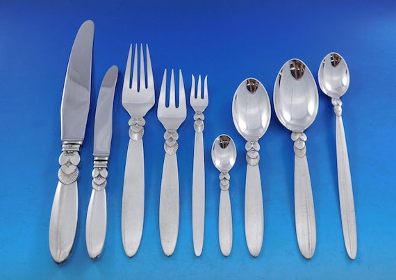 Fourchette à Découper Georg Jensen Vintage - Manche Bois Et Acier Inox - 13 Pouces
