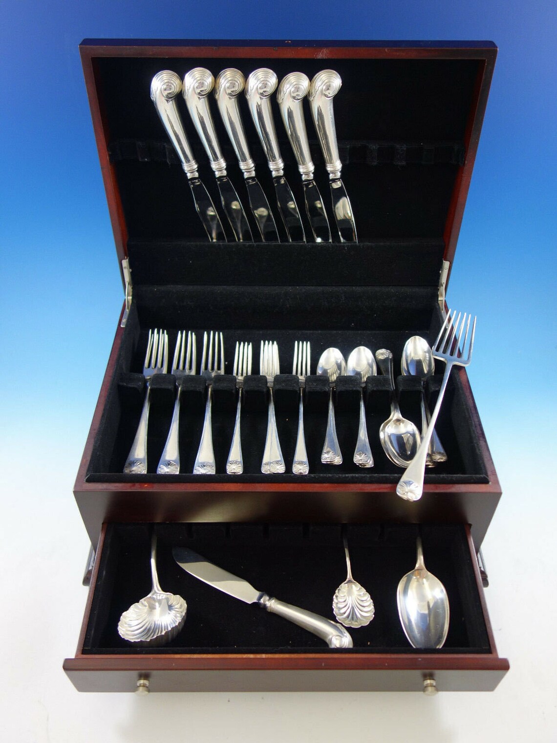 Williamsburg Shell by Stieff Sterling Silver Flatware Set Service 35 ...
