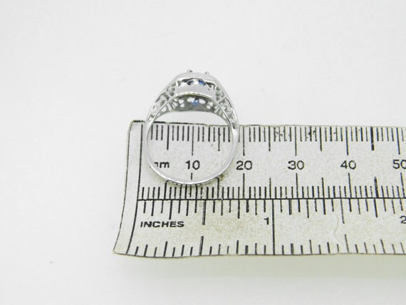 18k White Gold Filigree .53ct Blue Genuine Natura… - image 8