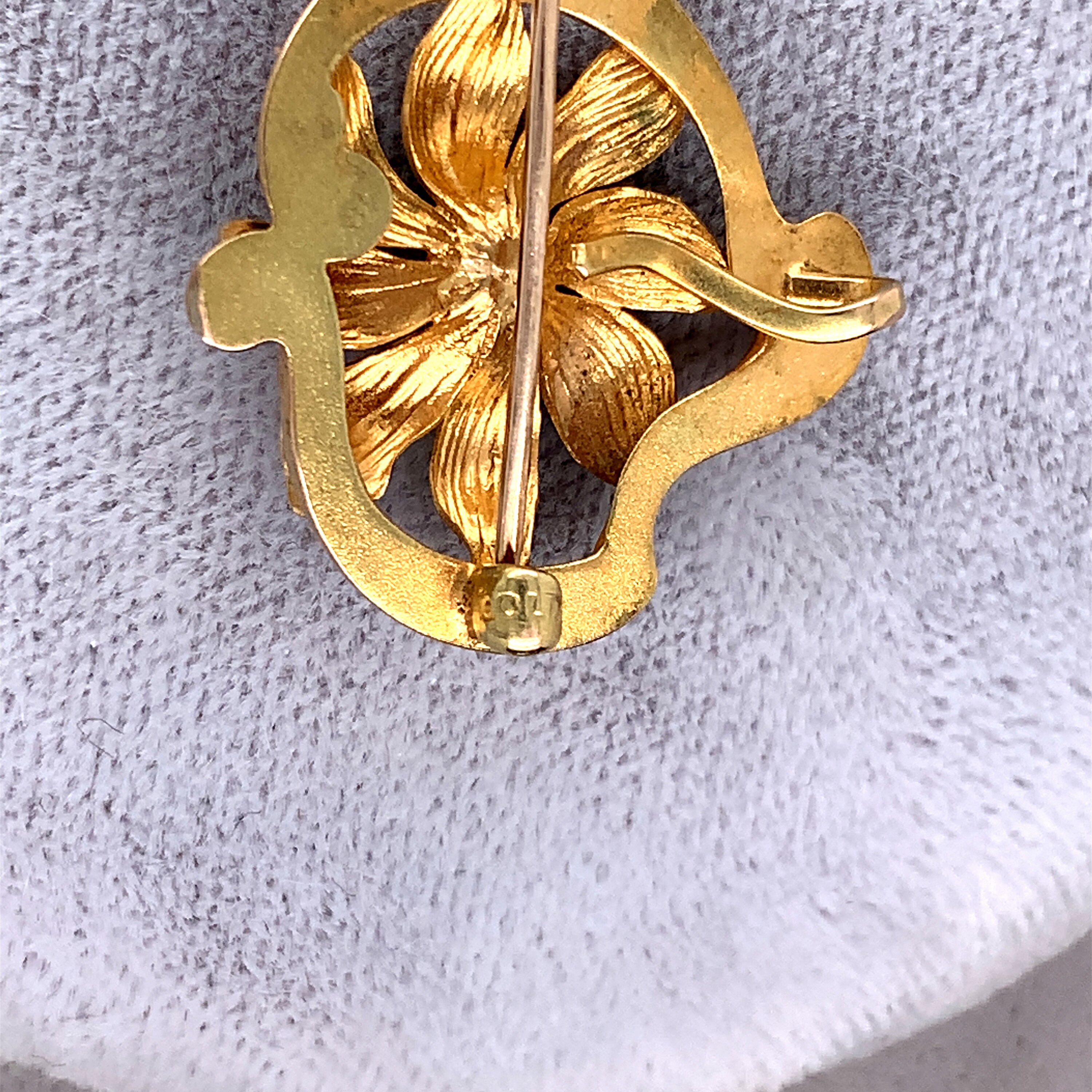 Art Nouveau 10k Yellow Gold .38ct Genuine Natural Ruby Flower