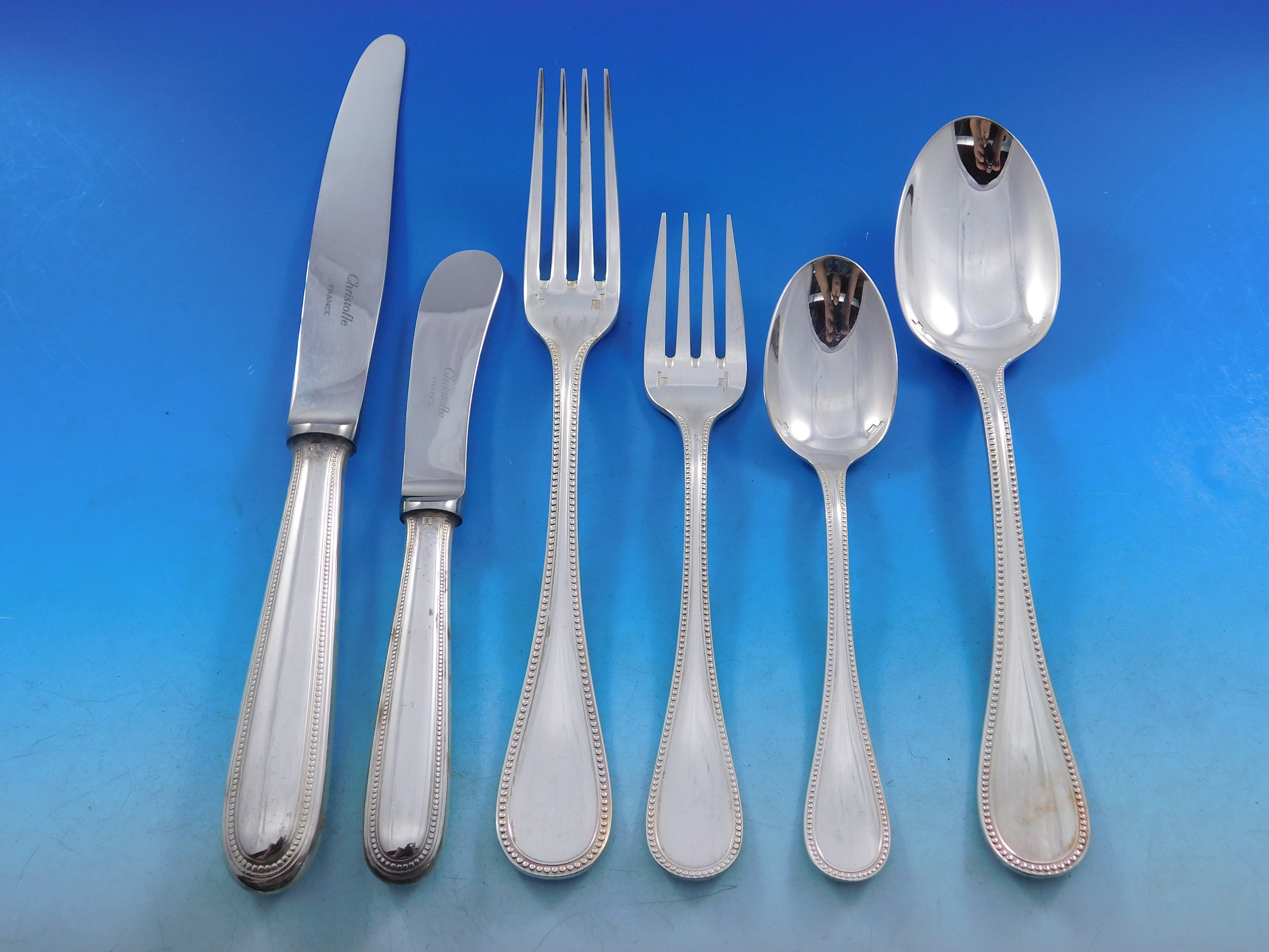 Christofle - 48-Piece Silver-Plated Flatware Set with Chest - Perles