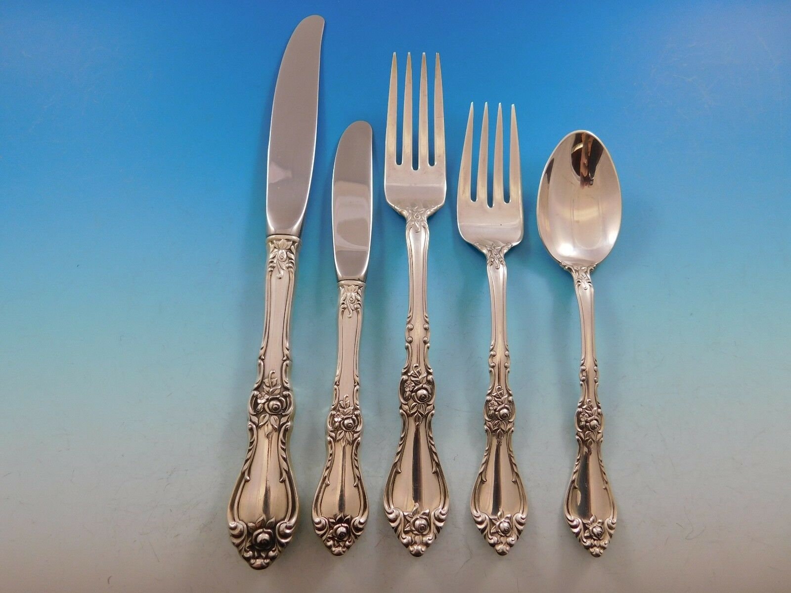 ル*ル様   ROSE フォーク STERLING 925 Royal Rose by Wallace Sterling Silver Flatware Set for 6 Service
