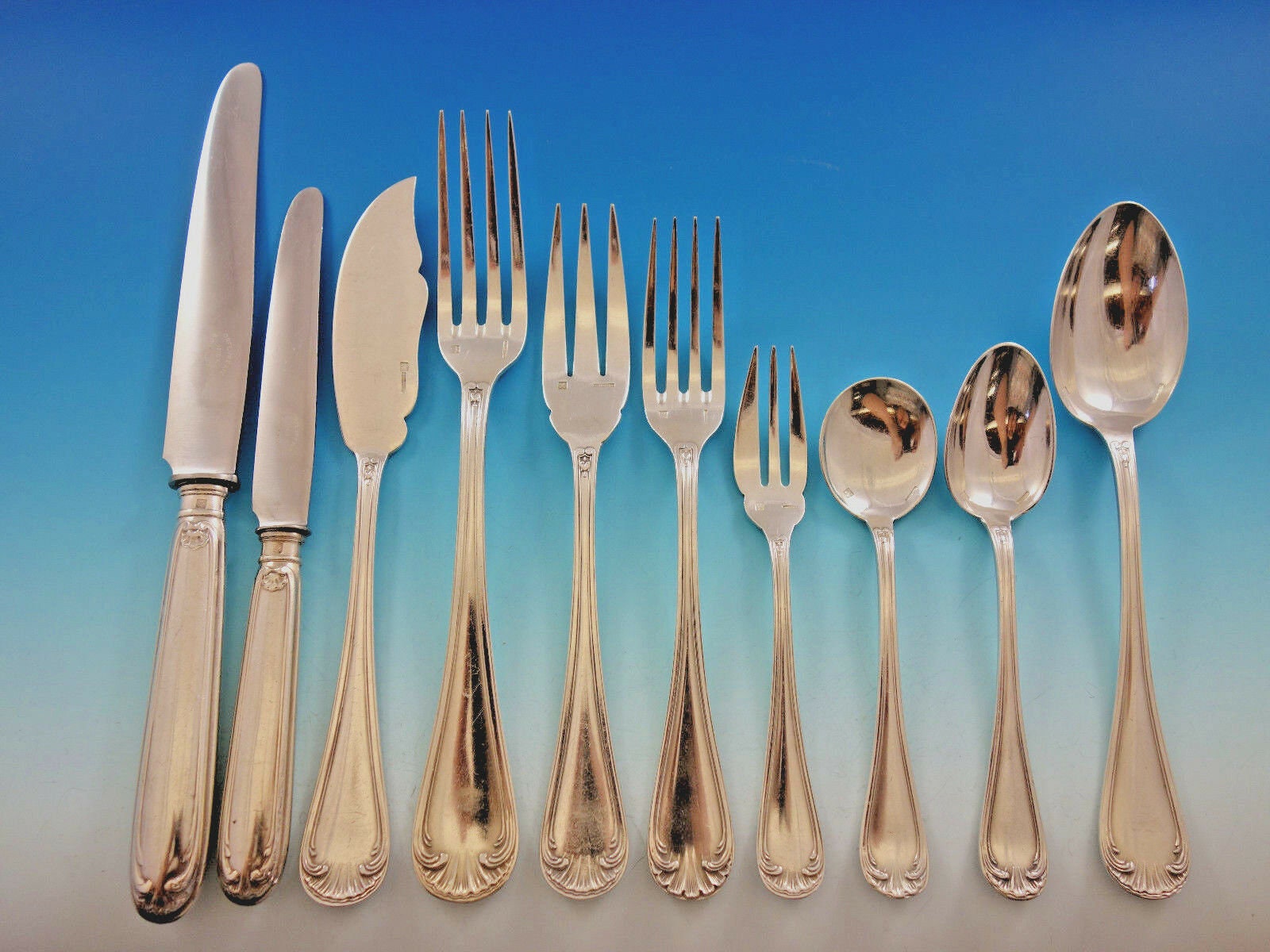 【仏蘭西】 Louis XV ケーキフォーク 8本【シルバープレート】 Louis XV Rocaille by Boulenger French Silverplate Flatware Service