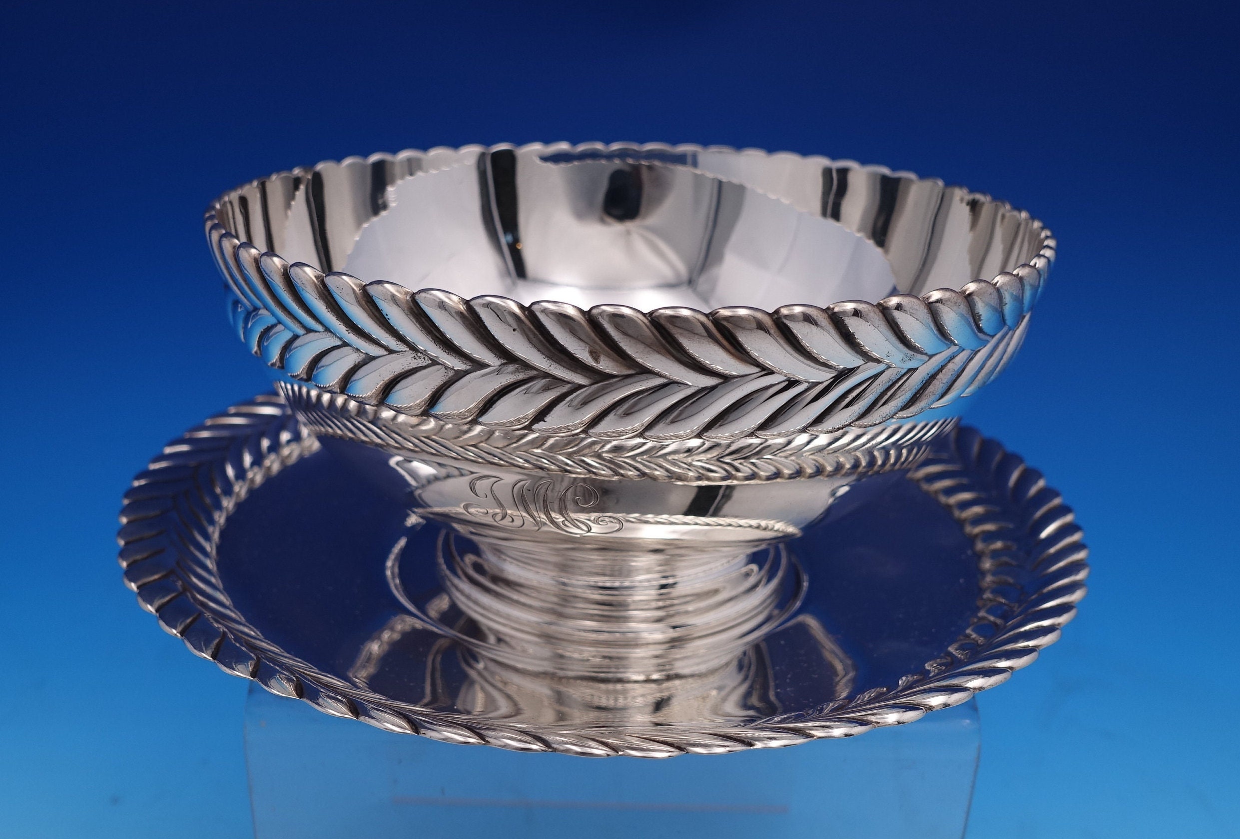 Tiffany&coMAKERS ティファニー シルバートレー　プレート　ボウル Tiffany and Co Sterling Silver Dip Dish and Plate Set 2pc #8175